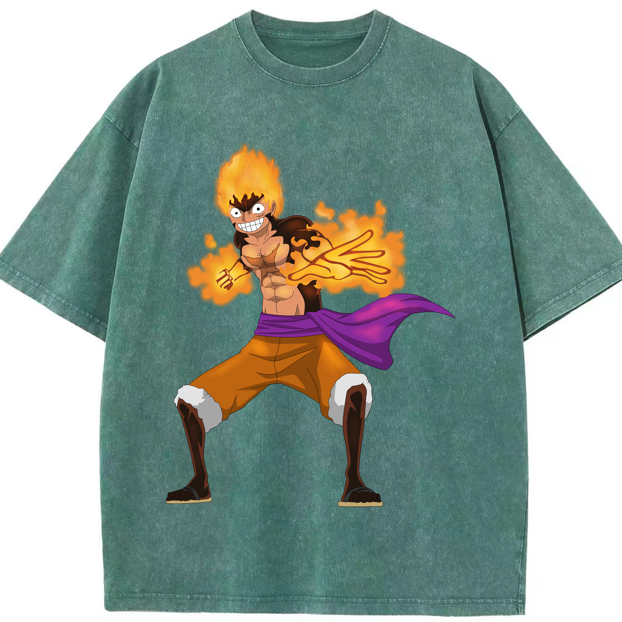 ワンピース モンキー・D・ルフィ ONE PIECE Monkey D. Luffy 綿100% ヴィンテージ風 半袖Tシャツ（フロントプリント）